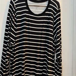 Torrid Black and White Striped Long Sleeve Top